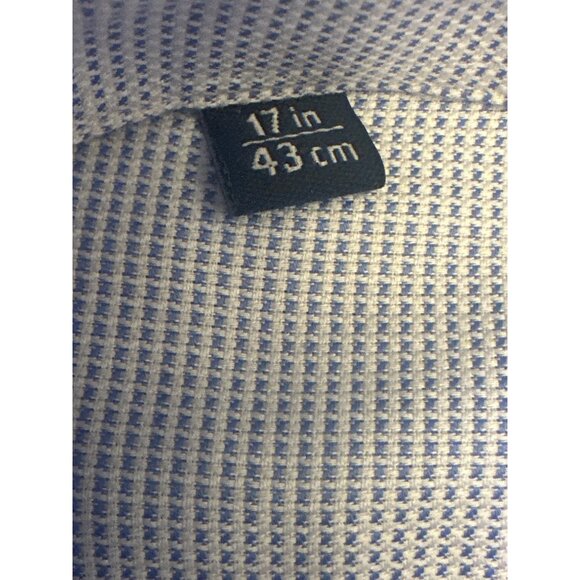 Envoy Mens Classic Fit Dress Shirt 17" Collar Long Sleeve Checkered Blue - Picture 3 of 6